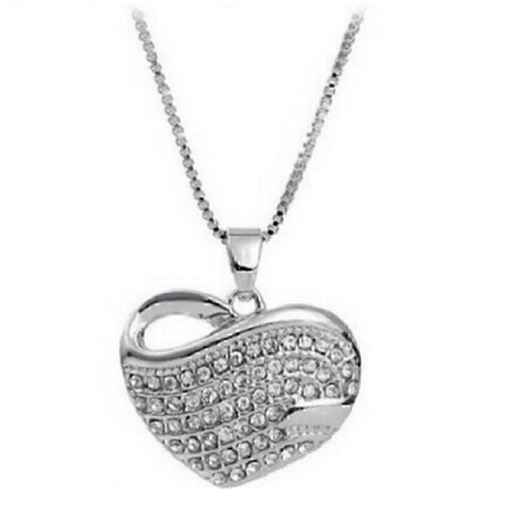 Nwtsilverplatedswarovski Elementscrystalheartpendantnecklace